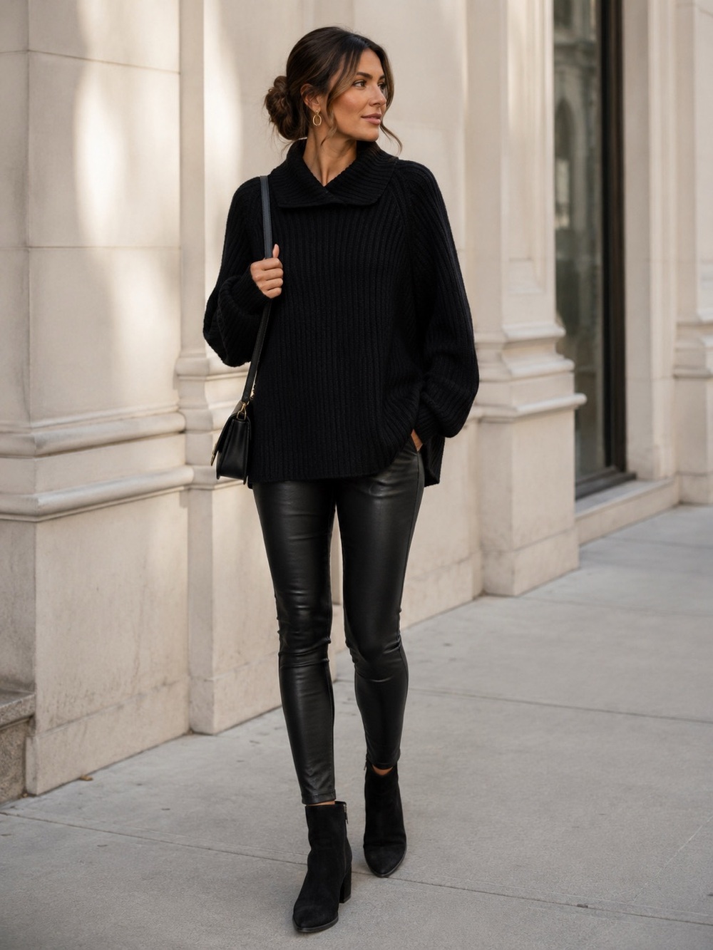 Lauren Ralph Lauren Black Wool Cashmere Blend Collared Ribbed Sweater Womens M